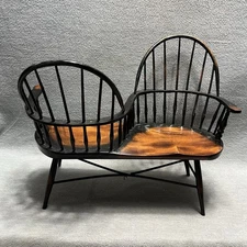 Vintage Doll Chair Windsor Double Seat Bench Doll Display Bench