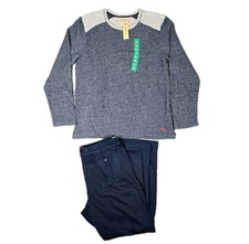 TOMMY BAHAMA Island Sleepwear Pajama Set Mens XL LS Crew Neck Top Pant Blue