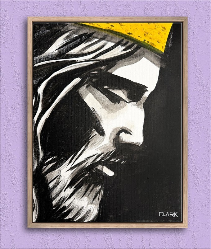 Bold Jesus Christ Pop Art Portrait - Acrylic Painting On 16x12" Stretched Canvas