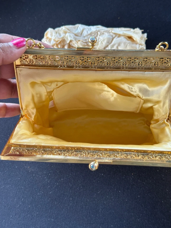 Bolso de Mano Starburst Vintage Años 50 Dorado y Negro Microcuentas Starburst con Cierre Dorado Foto 4 de 4