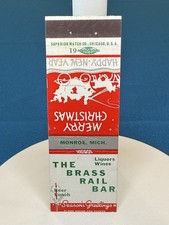 The Brass Rail Bar Monroe Michigan Christmas VTG  Matchbook Cover 1518