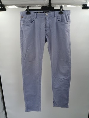 Massimo Dutti Slim Fit Trousers Light Blue Size 36 Italian Fabric