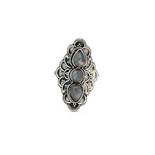 Sterling Silver Labradorite Ring 3- Stone Size 7