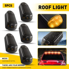 5PCS Car Solar Powered  LED Roof Marker Light Amber Top Clearance Running Light