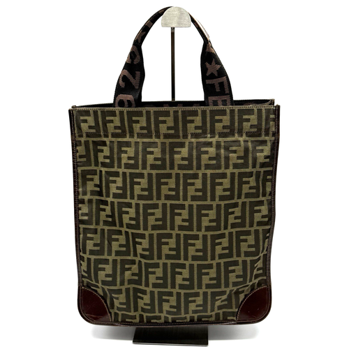 FENDI Zucca Canvas Tote Bag Nylon Brown Authentic