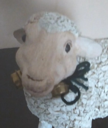 Woolly Sheep Lamb Paper Mache Figurine 8-1/2" x 10" Standing Large Volume $$$ - 第 1/4 張圖片