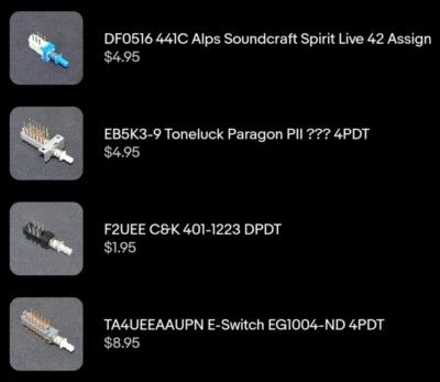 (Assorted) Switch Component ***NEW/OPEN BOX*** McGill Crown Alps C&G Soundcraft