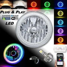 7 Bluetooth RGB SMD Color Chasing Halo Headlight 360° LED Bulb EACH Fits: Harley