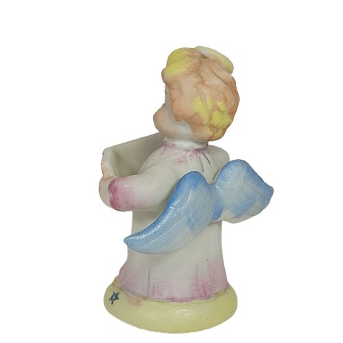 VINTAGE CHRISTMAS ANGEL Singing SONG BOOK Porcelain JAPAN Stars Pink Yellow - Picture 6 of 12