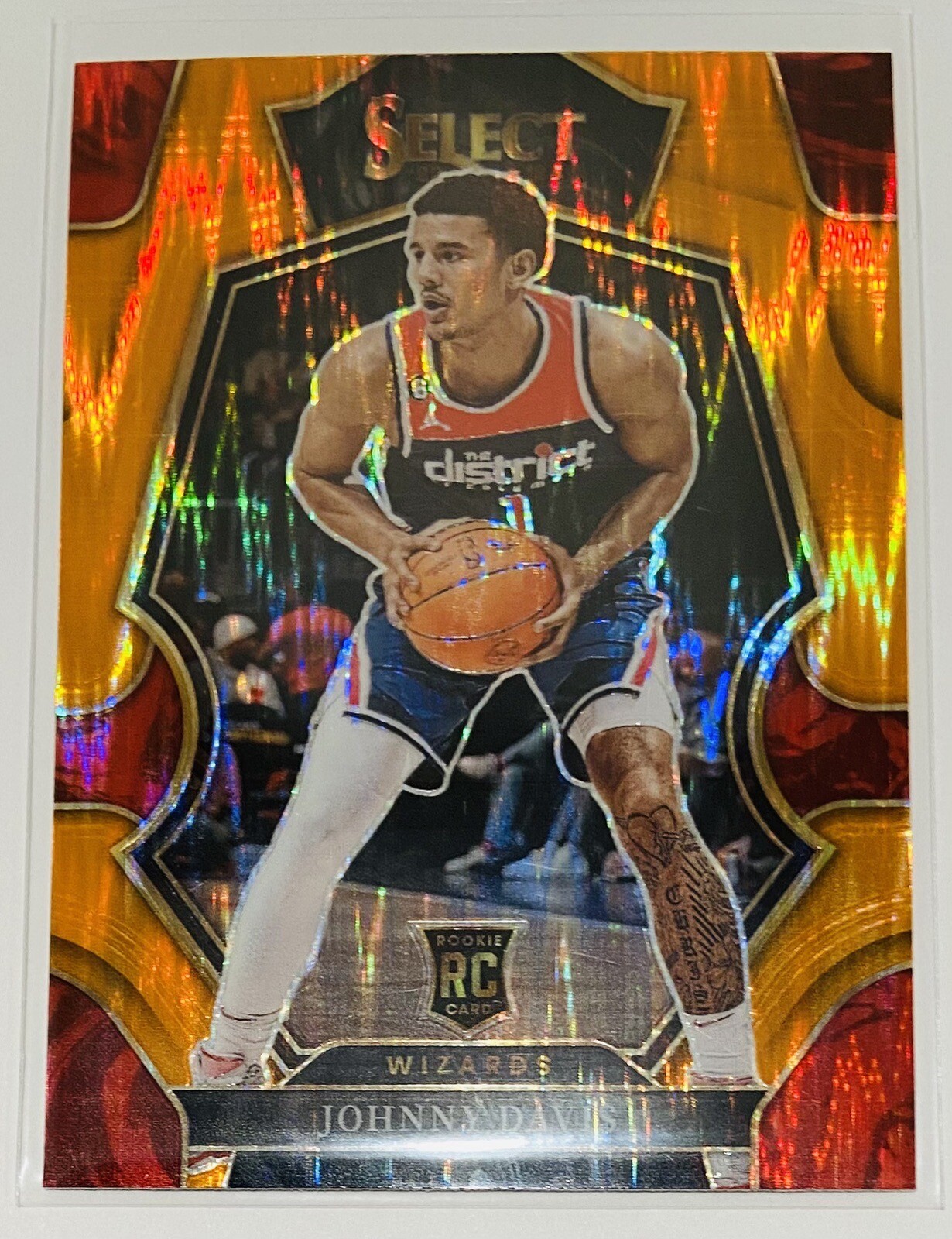 2022-23 Panini Select Premier Level Orange Flash Prizm Johnny Davis Rookie #191