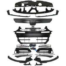18PC For Accord Sport 2018-2020 Gloss Black Grille Mesh Molding Fog lights Bezel