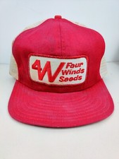 Vintage USA MADE 4 Winds Seed Farm Patch Trucker Hat Snapback Cap