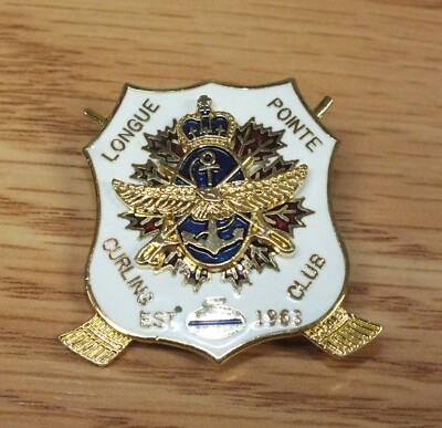 Vintage Longue Pointe Curling Club Canada Est. 1963 Collectible Lapel Pin 