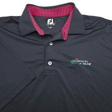 FOOTJOY GOLF POLO SHIRT -XL- BLACK RED LOS ANGELES LACC PRODRY LISLE PERFORMANCE