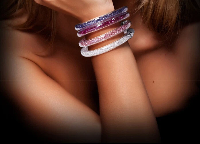 Luxus Armband mit Kristallen Stardust Edelstahl Blau Damen Edelstahl Armreif - Bild 4 von 4