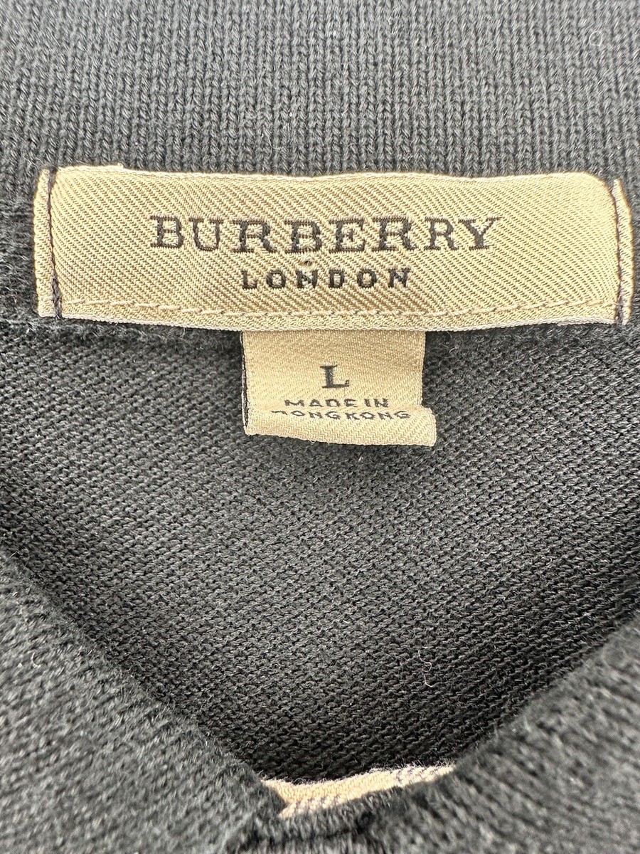 Burberry London Polo Shirt Mens L Nova Check Cotton Pique