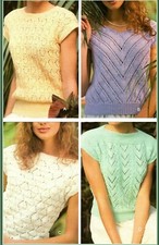 Ladies Summer Tops Four Designs Knitting Pattern DK 26-40" 1290