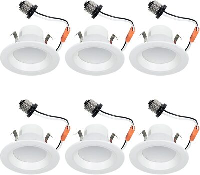 6 Pcs Lot Halo Retrofit E26 4'' Warm White Led Recessed Ceiling Light Dimmable