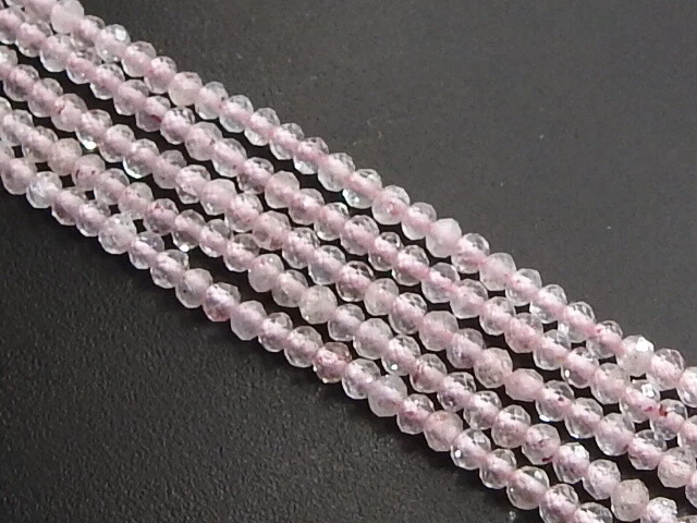 Cuentas esféricas facetadas de cuarzo fresa de 13 pulgadas y 2 mm, bola, rondelle, roundel, sueltas Foto 4 de 4