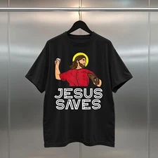 Jesus Saves Shirt | Funny Christian Meme Tee | Baseball Faith Streetwear Gift