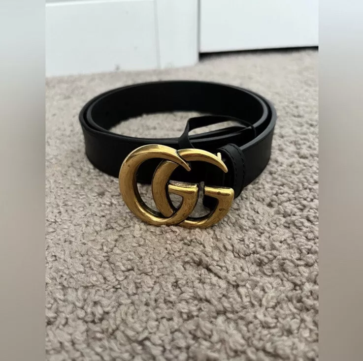 Leather belt with Double G buckle