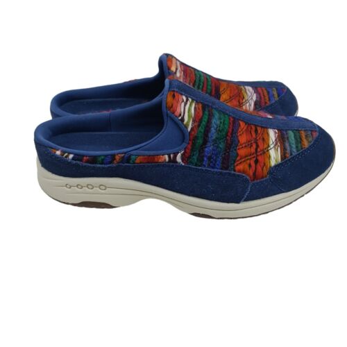 Easy Spirit Women's Traveltime 629 Classic Clog Mule Sz 8 W Blue Suede Knit New - Picture 1 of 9
