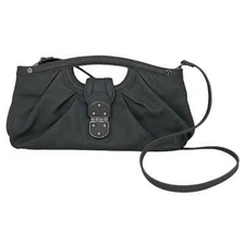 Tahari Purse Womens Black Leather Clutch Crossbody Bag Magnet Clasp