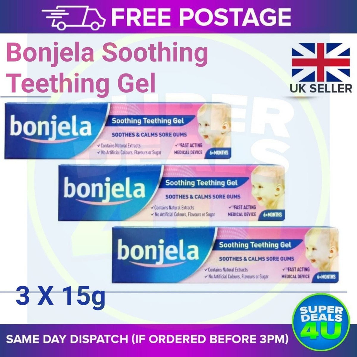 Bonjela Soothing Teething Gel-No artificial colours, flavours or