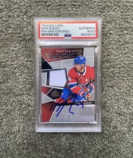 Nick Suzuki Signed 2021-22 Upper Deck Authentic Fabrics Patch Autograph PSA DNA