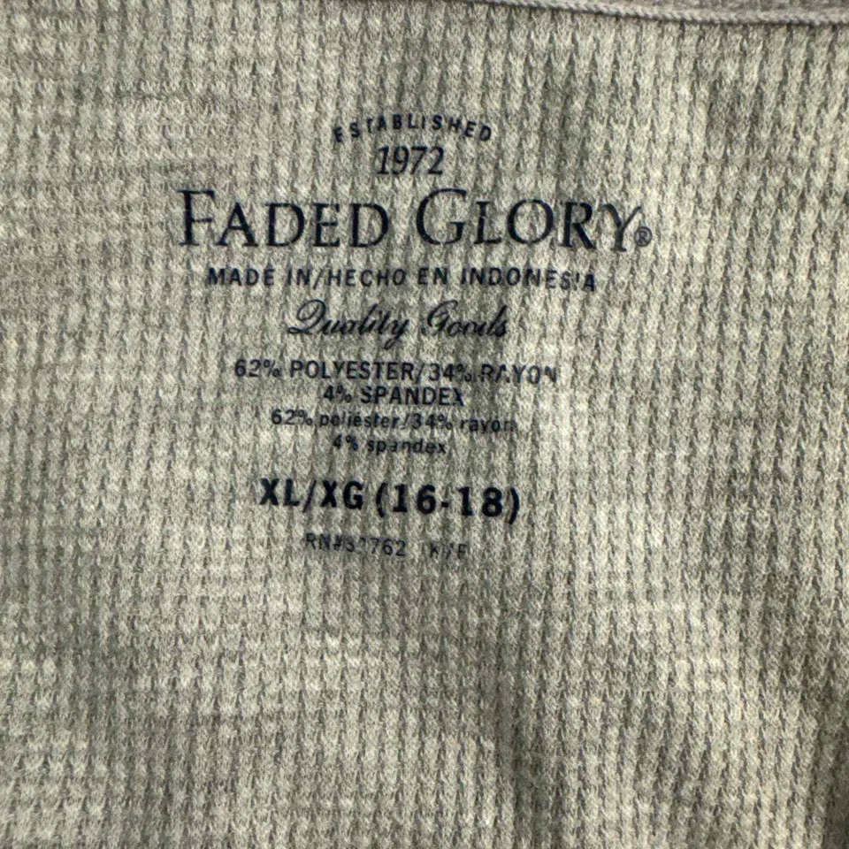 Faded Glory Grey Waffle Knit Hooded Long Sleeve Hendley XL Pre-owned - Image 4 of 4