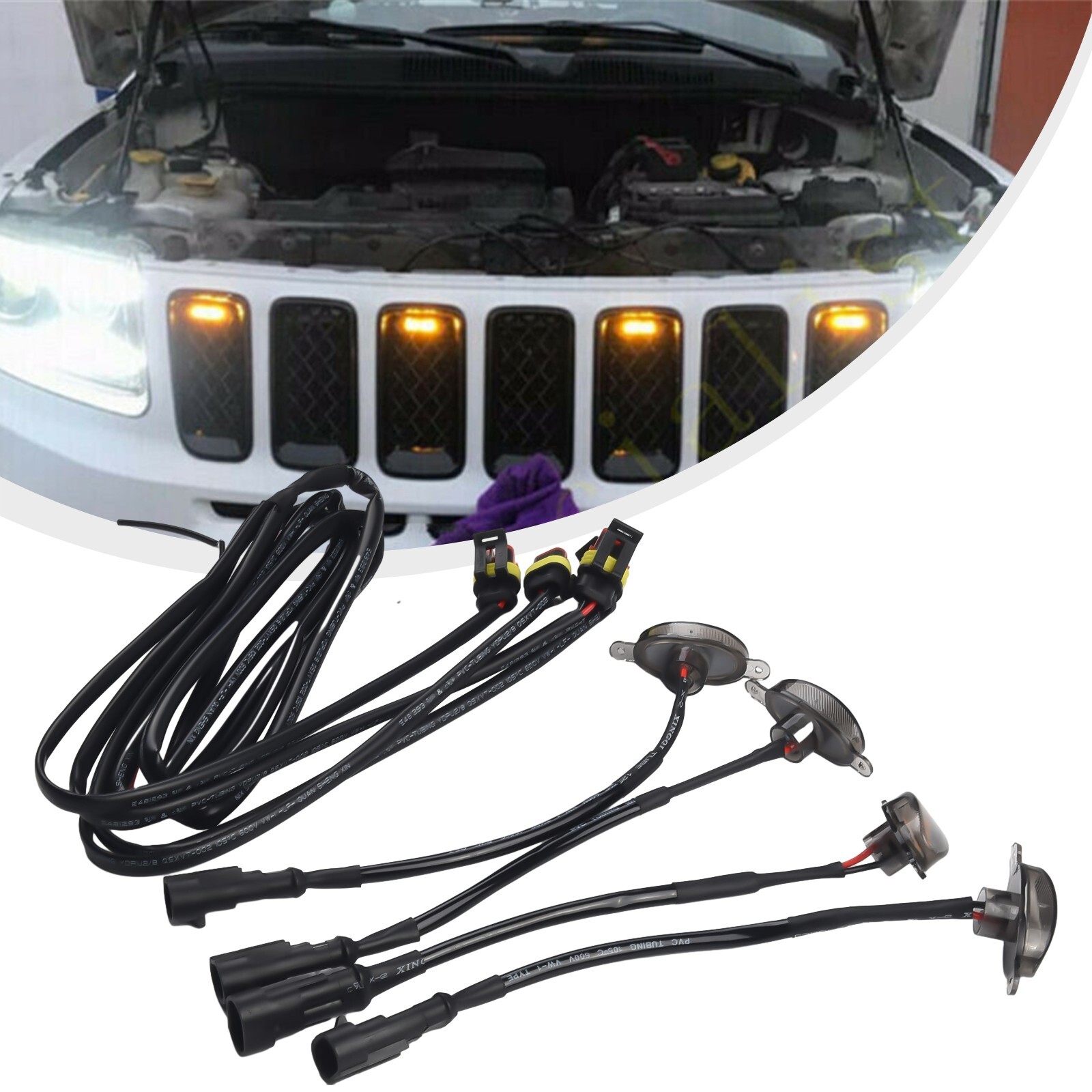 Light Raptor Style Front Grille LED Front LED Parts Style 4PCS W/wire Car