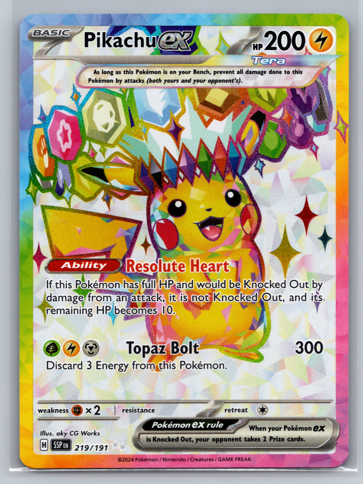 SV08: Surging Sparks #219/191 Pikachu ex Full Art Ultra Rare NM 002