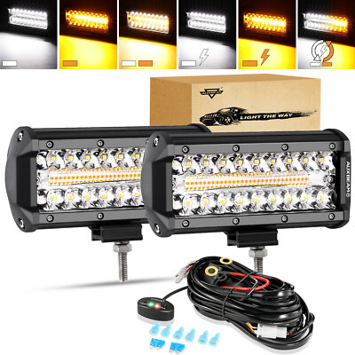 AUXBEAM 7inch Strobe Flash LED Work Light Bar Spot Offroad Truck Driving 6 Modes