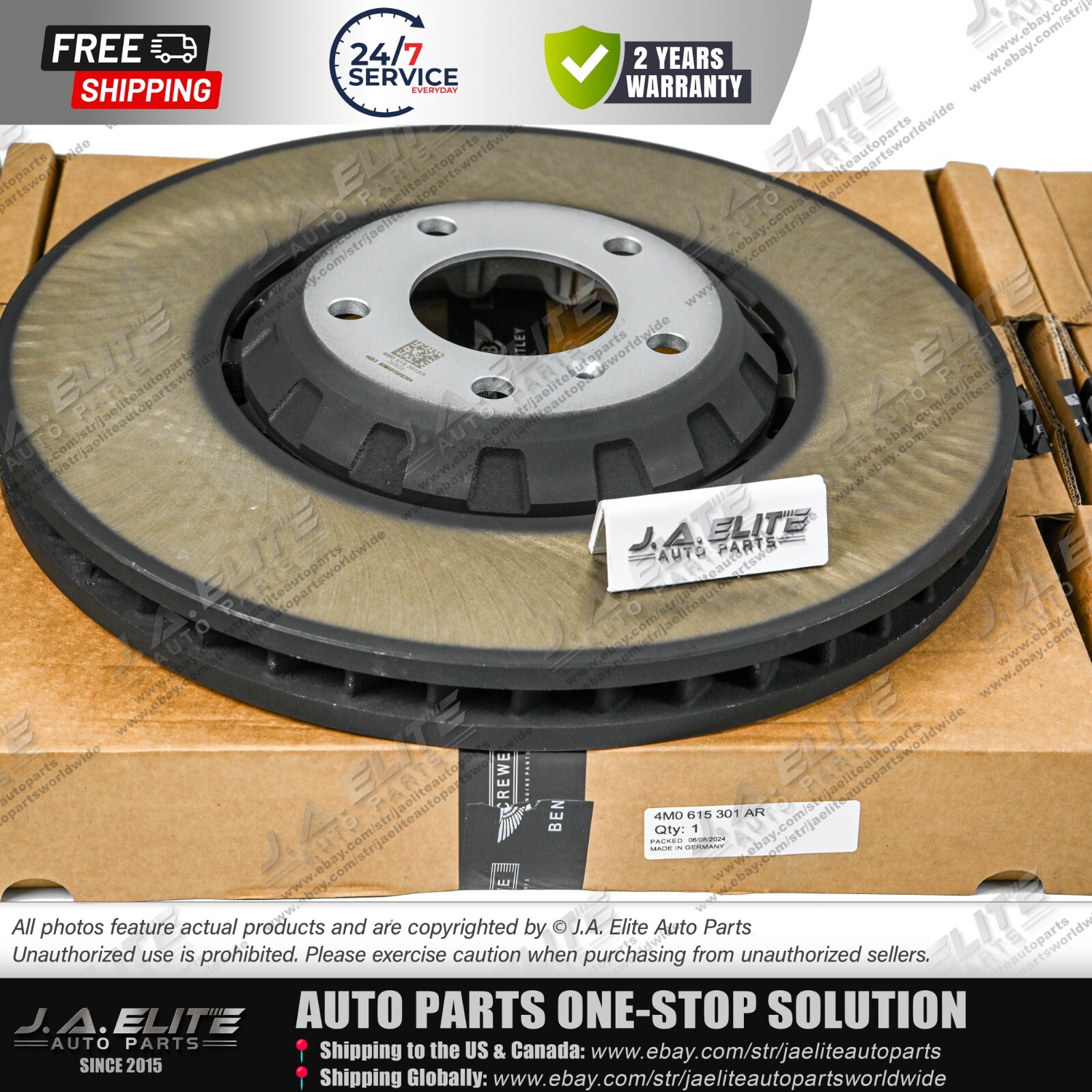 4pcs Front & Rear Brake Discs Set fit Bentley Bentayga 4M0615601N, 4M0615301AR
