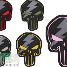 3D Patch Punisher Thunder Skull Blitz Abzeichen Totenkopf PVC GUMMI Hakenklett