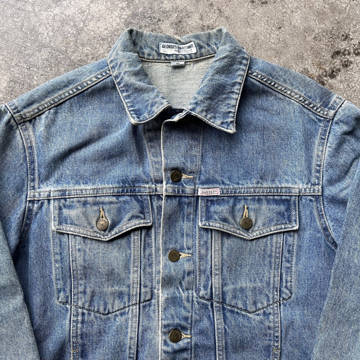 Vintage 90s Guess Denim Jacket Made In USA Blue Denim Jacket Mens