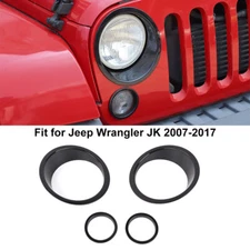 Car Front Headlight Light Lamp Guard Decor Cover Trim For Jeep Wrangler JK 2007+