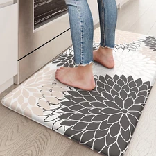 KIMODE anti Fatigue Kitchen Mat for Floor, Floral Kitchen Rug, Non Slip 