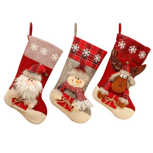 🔥Christmas Stocking Hanger Santa Claus Candy Gift Bag Sock Xmas Tree Decor Bag - Picture 4 of 7