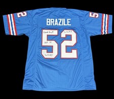 ROBERT BRAZILE SIGNED AUTO HOUSTON OILERS CUSTOM JERSEY W/ BECKETT