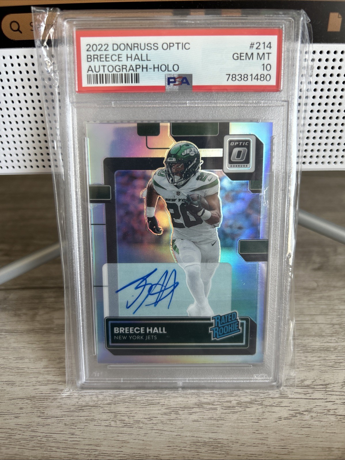 Breece Hall Panini Donruss Optic #214 Autograph-Holo