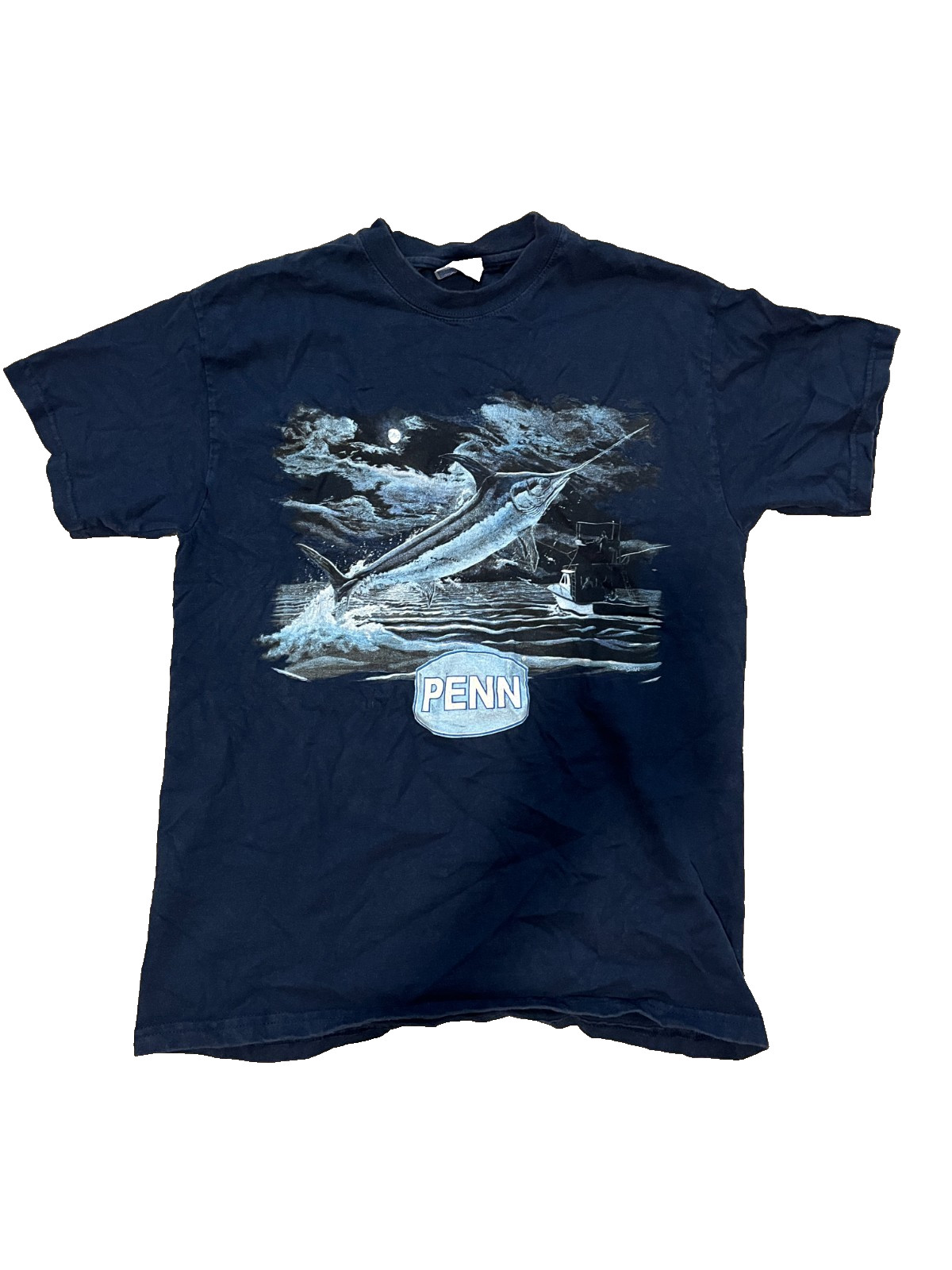 T-shirt Navy Blue Large Swordfish Marlin Graphic Tee