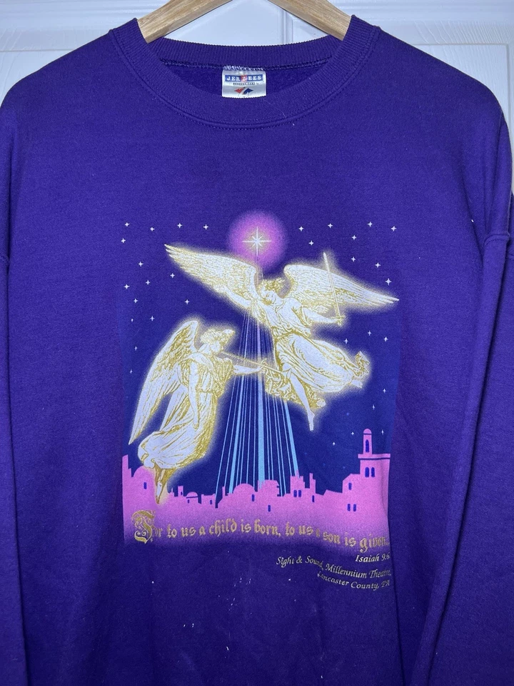 Sudadera De Colección Años 90 Ángeles Púrpura Abuela Cottagecore Grannycore XL Foto 4 de 4