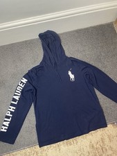 Polo Ralph Lauren Lightweight Hoodie Size Large Blue Big Pony