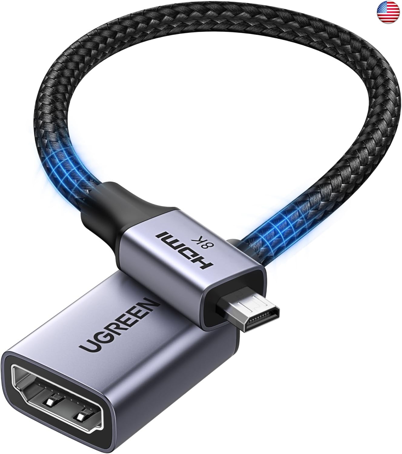 UGREEN Micro HDMI to HDMI Adapter, 10K 8K@60Hz/4K@240Hz Micr
