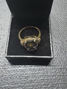 Authentic Size 9 3/4 14k Gold Plated Ring w/ Light Purple Faceted Stone – Elegant Piece