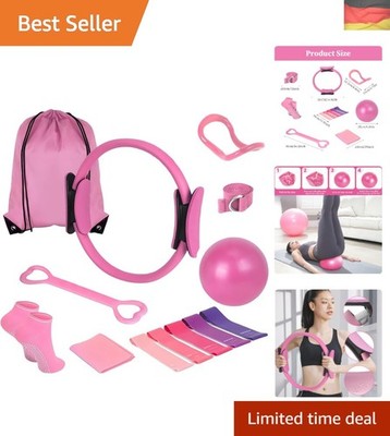 Pilates Set, 11 Teilige Pilates Zubehör, Yoga Set it Yoga Gurt Widerstandsrin...