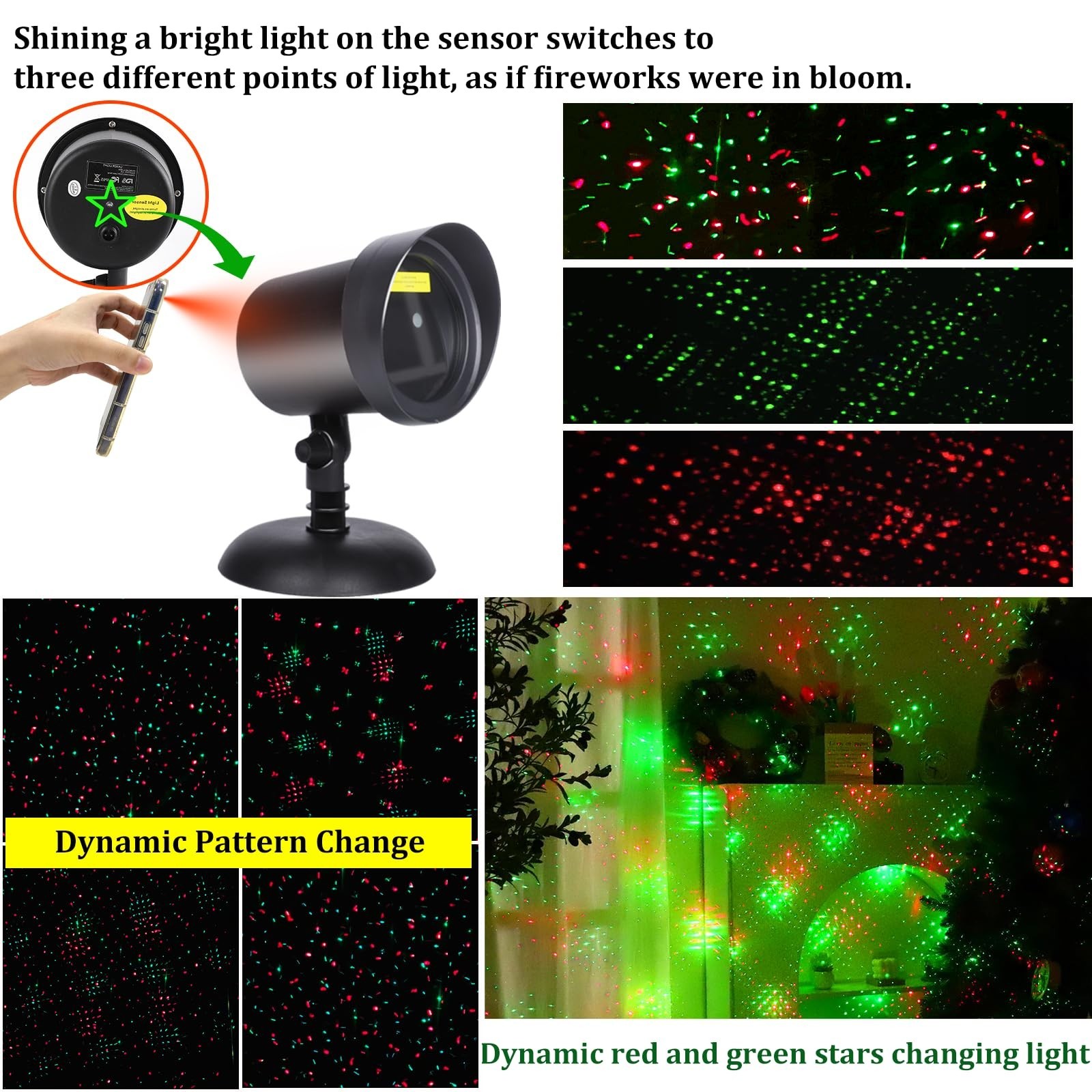 Laser Projector Lights Outdoor for Christmas, Motion Laser Christmas Lights P...