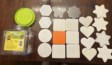 Perler Activity Beads and storage box with 20 various shaped Pegboards