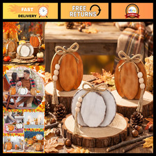 3 Pcs Fall Pumpkin Decor Wooden Signs - 3D Tabletop Farmhouse Thanksgiving Decor